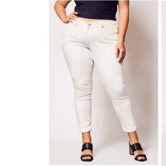 Color Mid Rise Boyfriend pants White - Picture 3 of 14